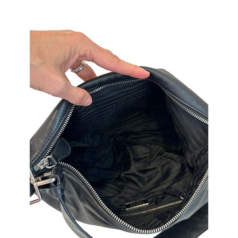Prada Black Leather Shoulder Hobo Bag Adjustable Strap - Picture 11 of 16